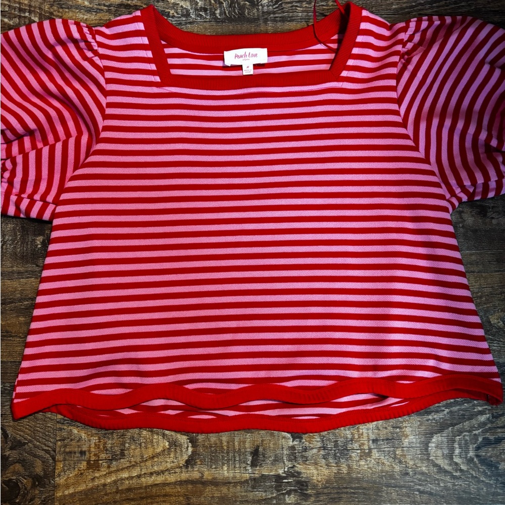 Pink and Red Striped Kids Top